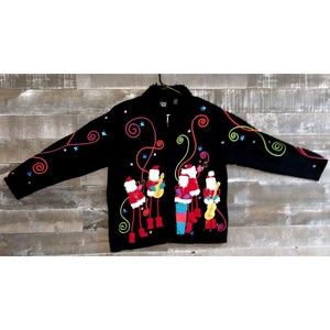 VTG Christina Rotelli Christmas Sweater Sz 1X Embroidered Holiday Santa Claus
